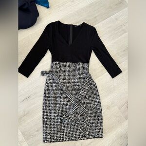 Express Black and White Long Sleeve Dress